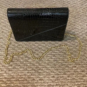 Shein Black Evening Bag With Gold Chain Preowned